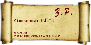 Zimmerman Pál névjegykártya